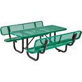 Global Industrial 4' Rectangular Outdoor Expanded Metal Picnic Table With Backrests, Green 277620GN